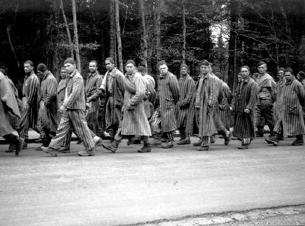 Survivors of the death march from the Dachau concentration camp were liberated by American troops when SS guards retreated in late April and early May, 1945. Photo credit: Yad Vashem #3845/1