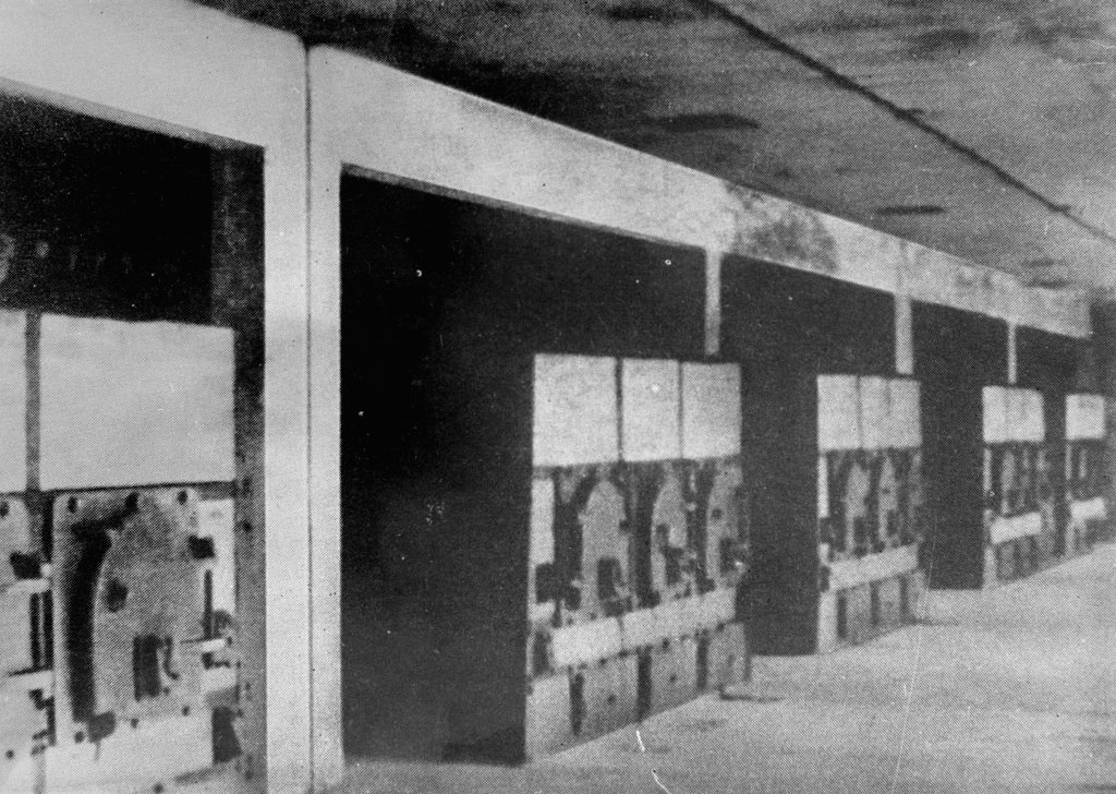A row of ovens at one of the crematoria at the Auschwitz-Birkenau extermination camp in Nazi-occupied Poland, circa 1943. Photo credit: USHMM #19444
