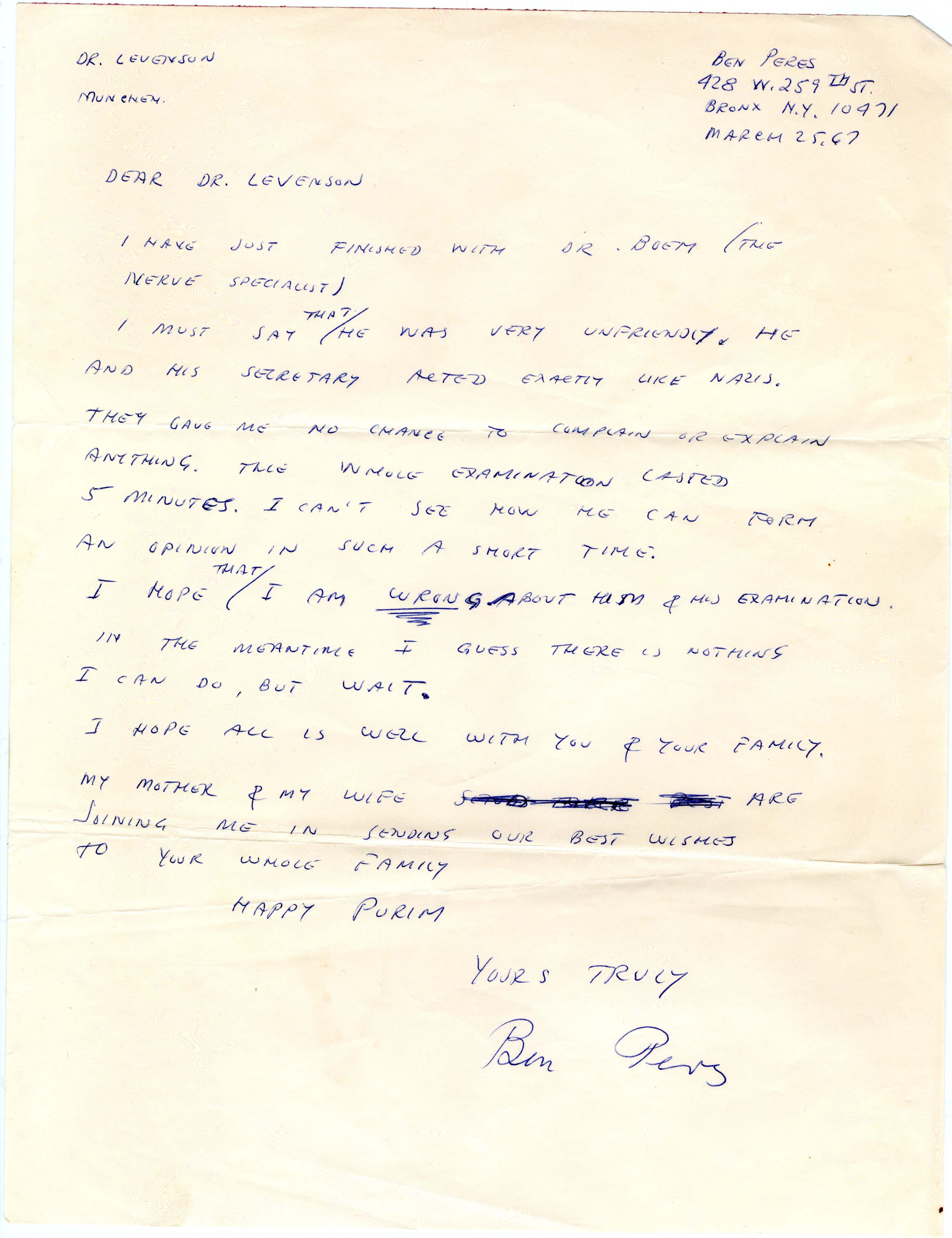 Ben's Letter to Levenson re:Boehm