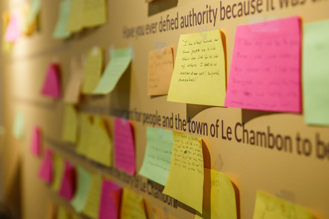 Image of student response notes from 'Conspiracy of Goodness' exhibit